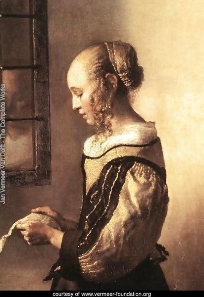 Girl Reading a Letter at an Open Window (detail-1) 1657