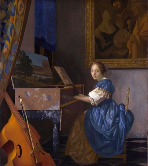 Jan Vermeer Van Delft - Lady Seated at a Virginal c. 1673