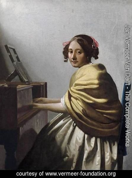 Jan Vermeer Van Delft - Young Woman Seated at the Virginals c. 1670