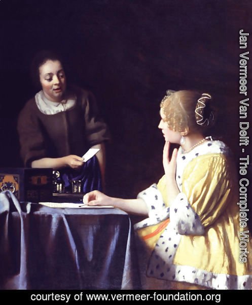 Jan Vermeer Van Delft - Lady with Her Maidservant Holding a Letter