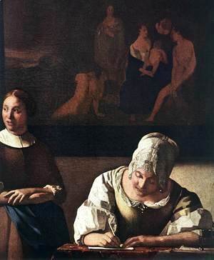 Jan Vermeer Van Delft - Lady Writing a Letter with Her Maid (detail)