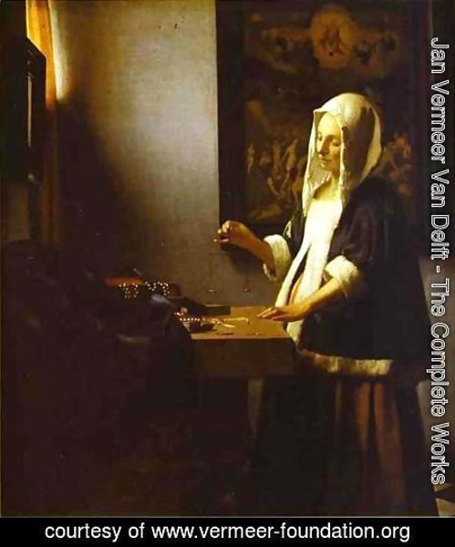 Jan Vermeer Van Delft - Woman Weighing Pearls 1662-1664