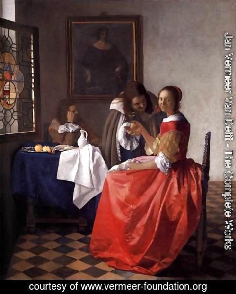 Jan Vermeer Van Delft - A Lady and Two Gentlemen c. 1659