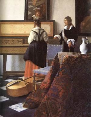 Jan Vermeer Van Delft - A Lady at the Virginals with a Gentleman (detail-1) 1662-65