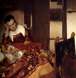 Jan Vermeer Van Delft - A Woman Asleep at Table c. 1657