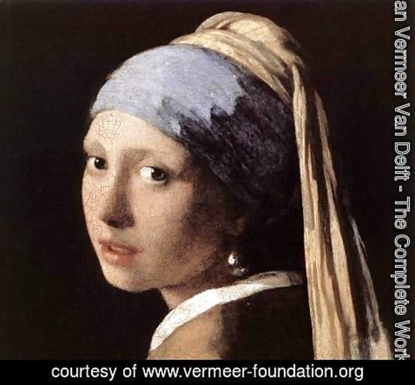 Jan Vermeer Van Delft - Girl with a Pearl Earring (detail-1) c. 1665