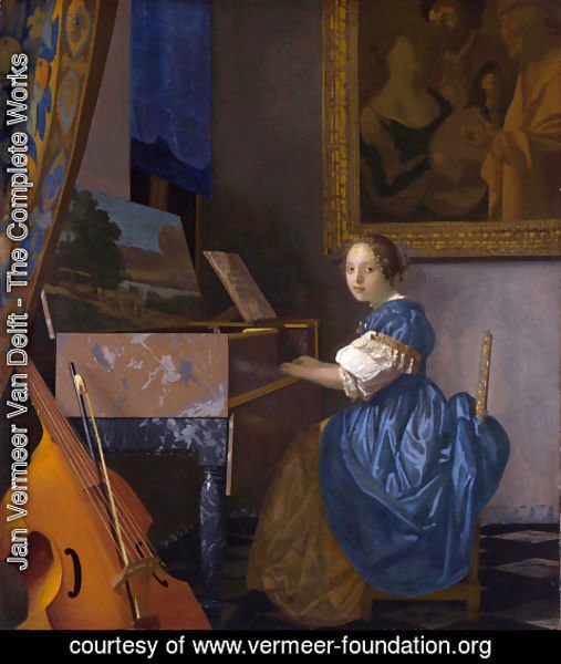 Jan Vermeer Van Delft - Lady Seated at a Virginal c. 1673