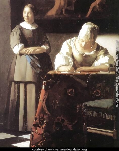 Lady Writing a Letter with Her Maid (detail-2) c. 1670