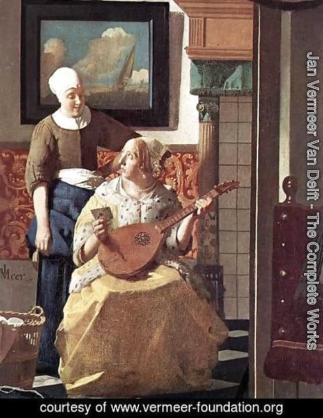 Jan Vermeer Van Delft - The Love Letter (detail-1) 1667-68