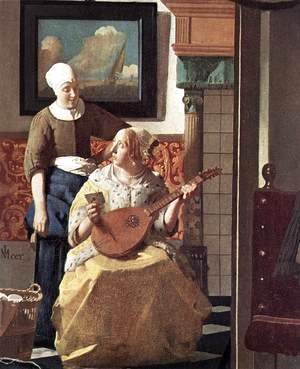 Jan Vermeer Van Delft - The Love Letter (detail-1) 1667-68