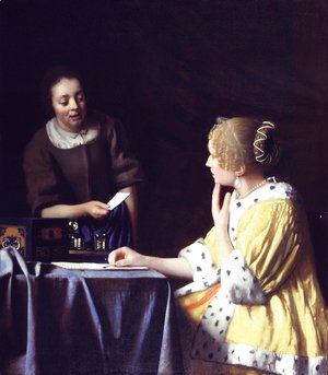 Jan Vermeer Van Delft - Lady with Her Maidservant Holding a Letter