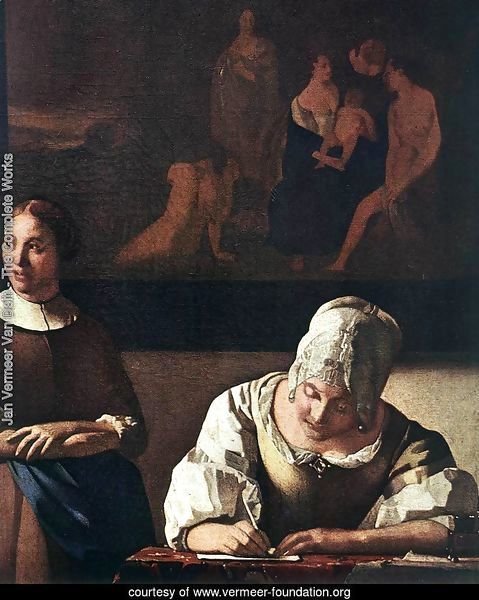 Lady Writing a Letter with Her Maid (detail)